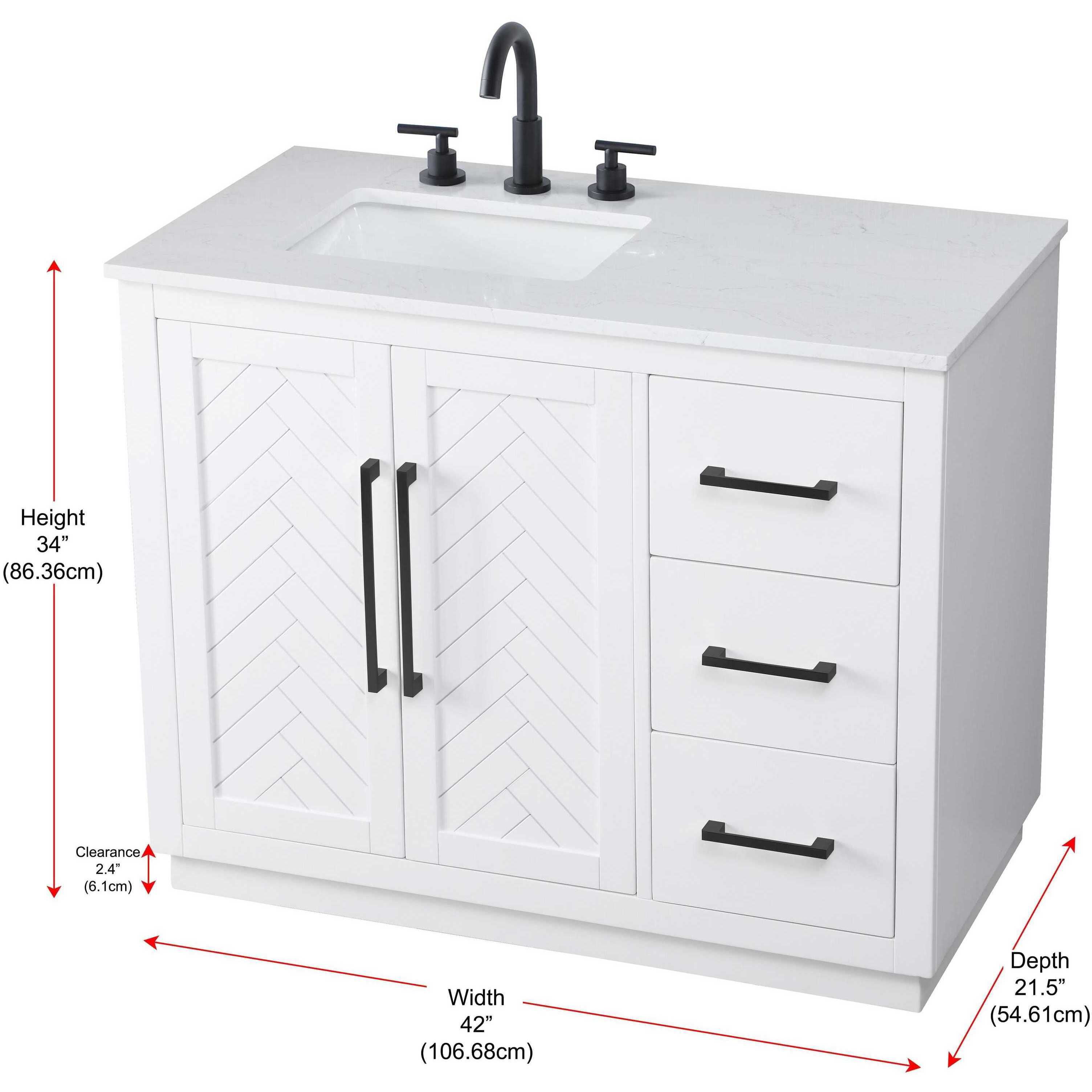 Chase 42 X 34 inch White Bathroom Vanity Cabinet