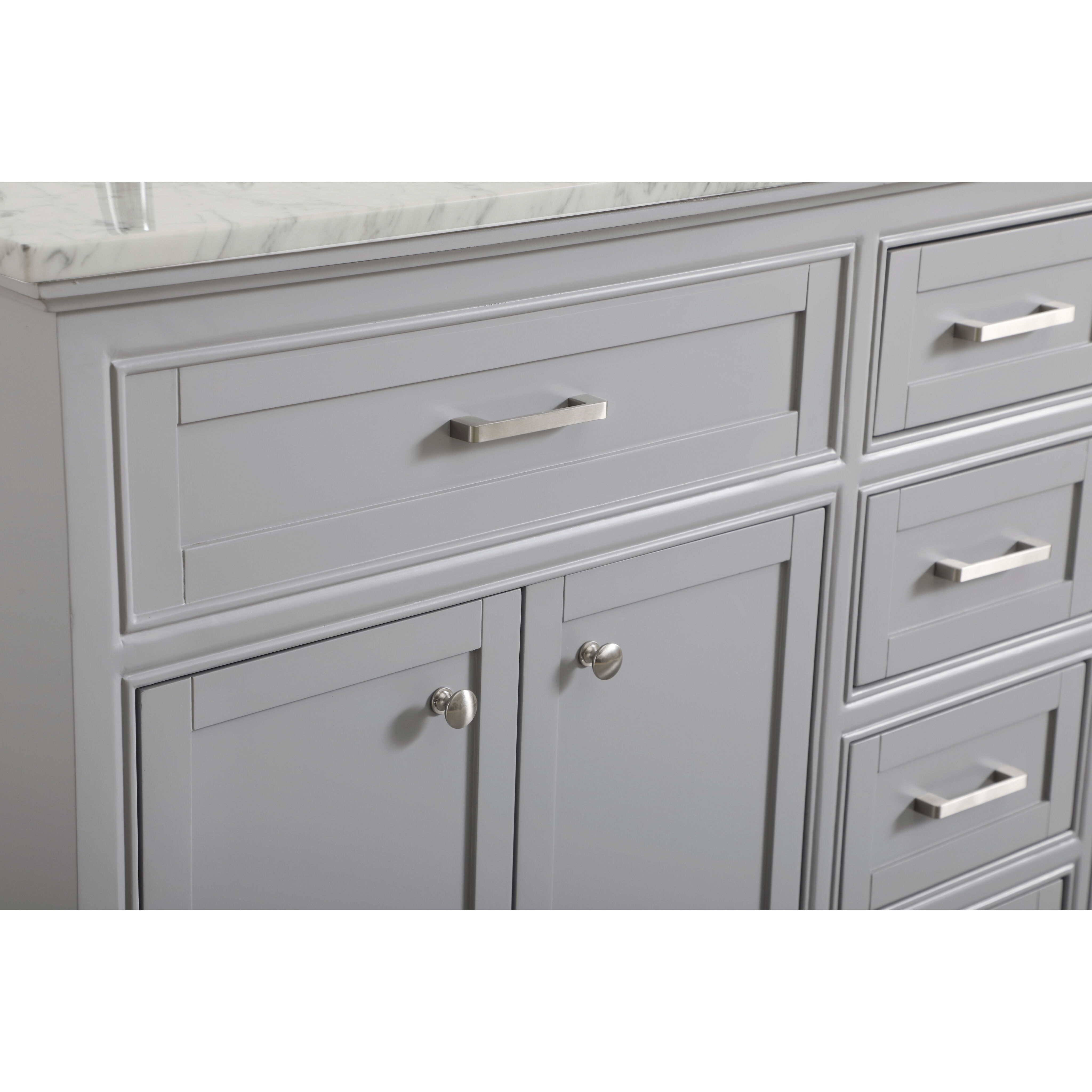 Americana 60 X 35 inch Light Grey with Carrara White Marble Vanity Set in Gray