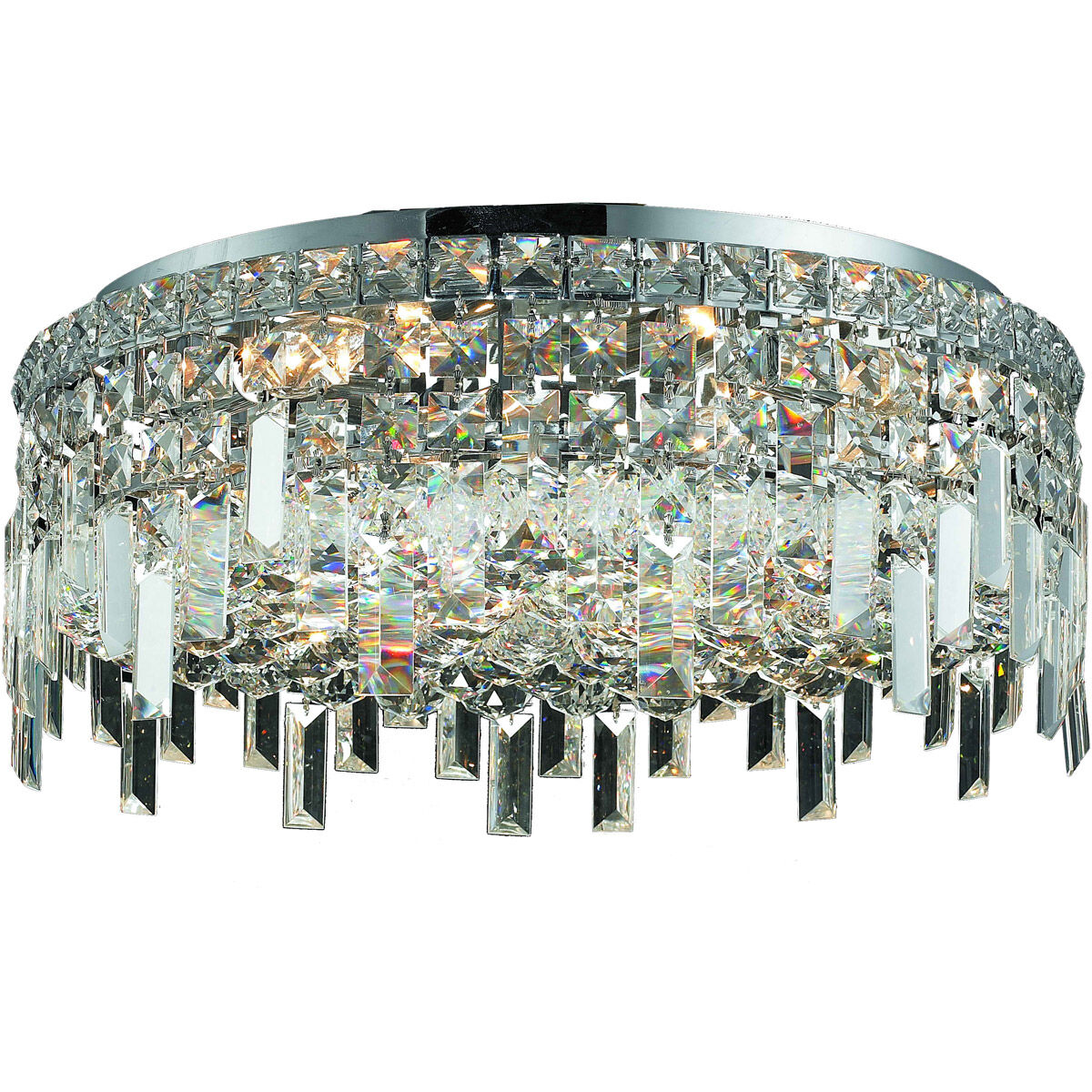 Maxime 6 Light 20 inch Chrome Flush Mount Ceiling Light in Royal Cut