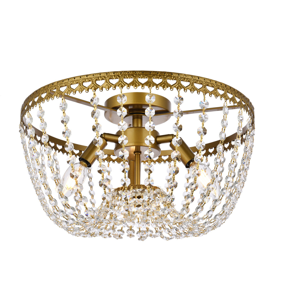 Kylie 3 Light 16 inch Brass Flush Mount Ceiling Light