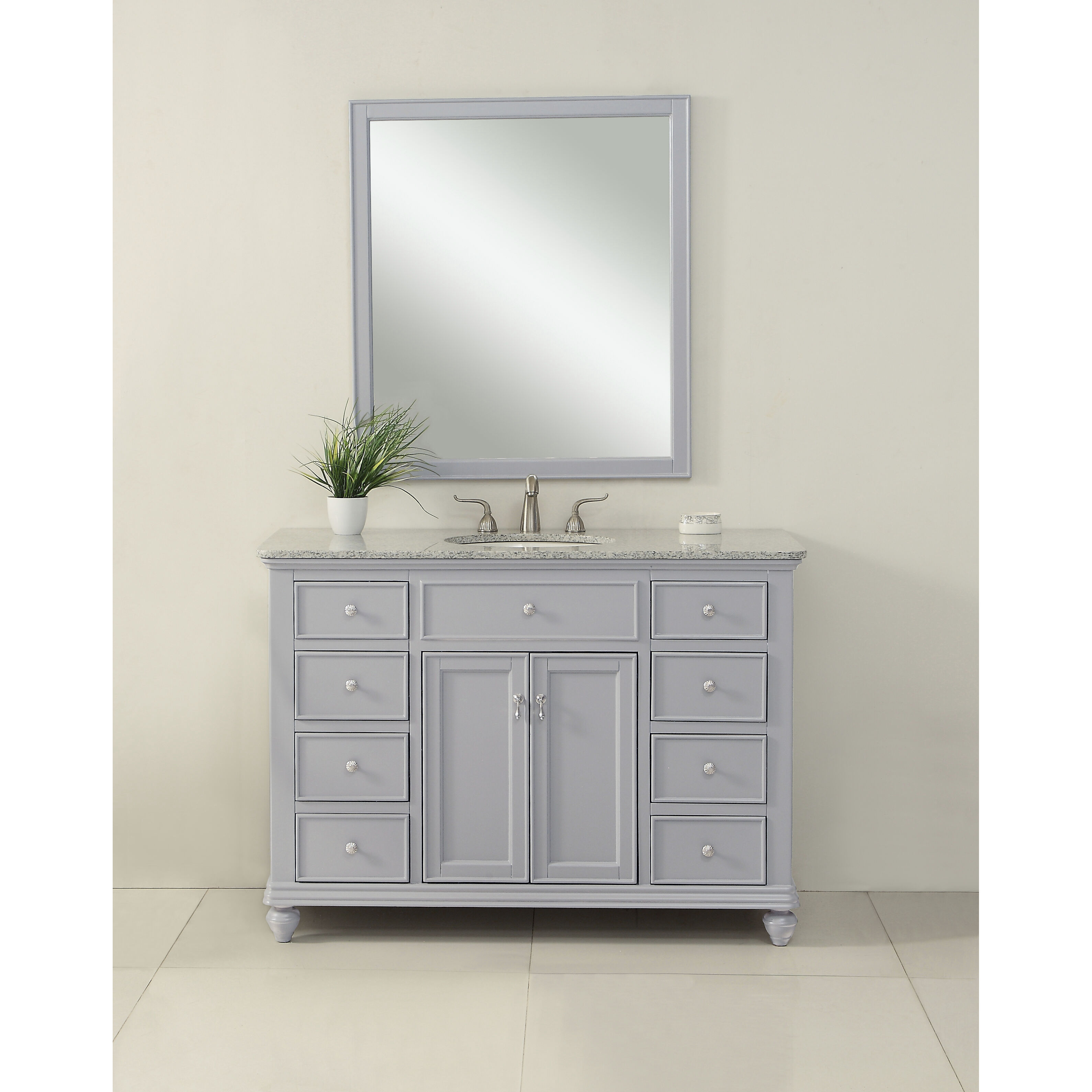 Otto 48 X 35 inch Light Grey with Cashmere White Granite Vanity Set