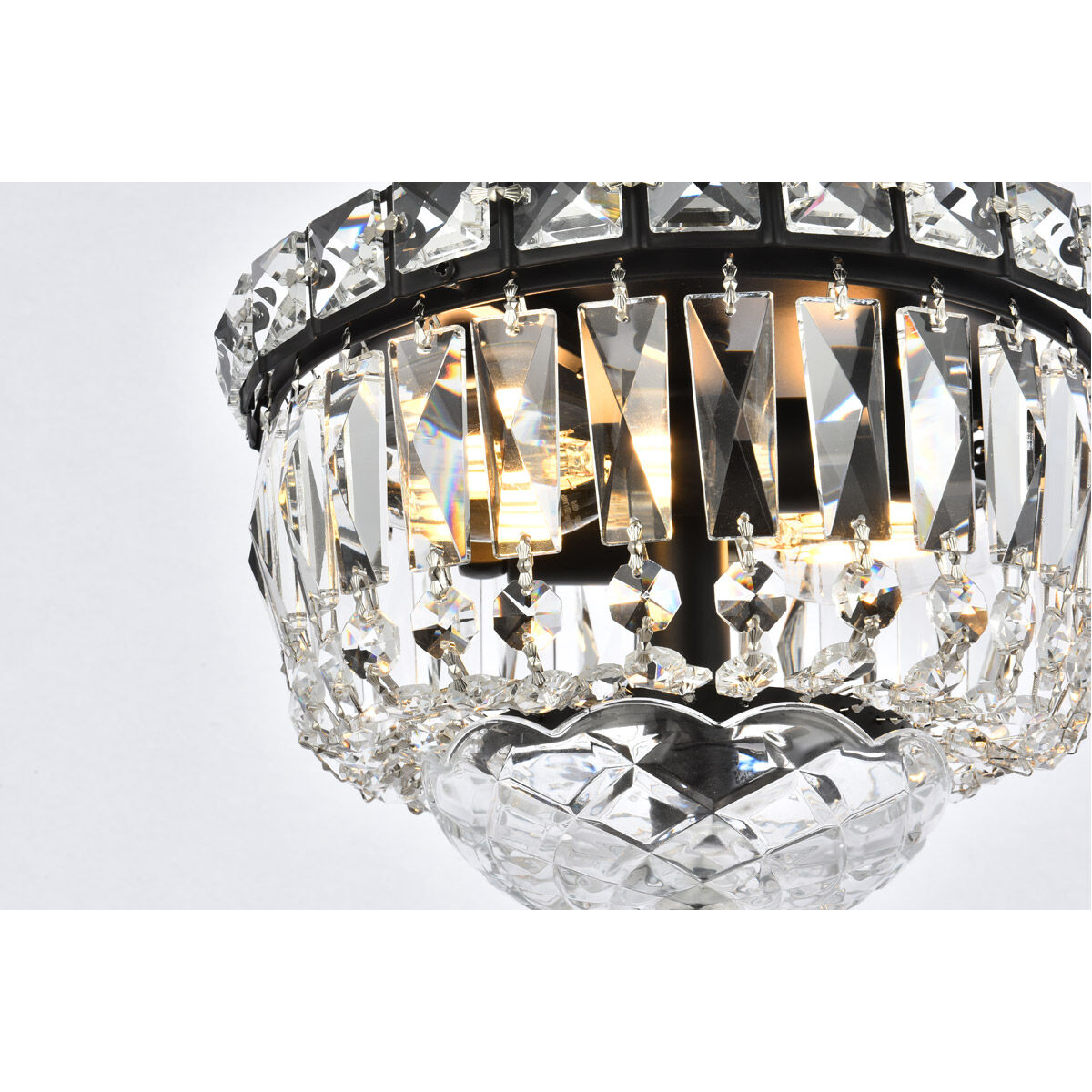Tranquil 2 Light 8 inch Black and Clear Flush Mount Ceiling Light in Royal Cut