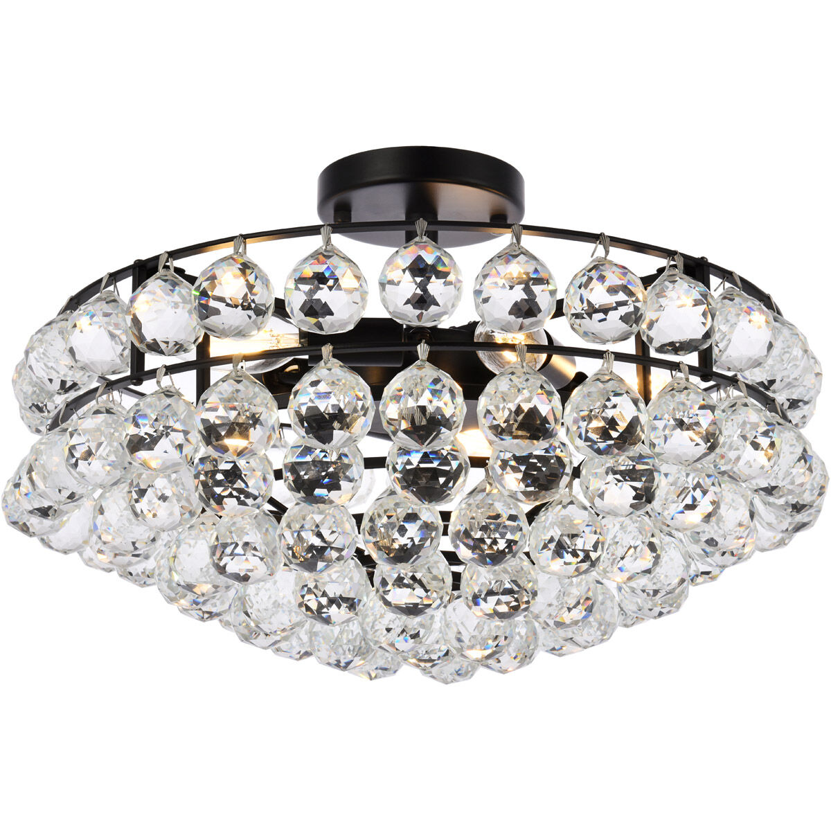 Black crystal flush mount top