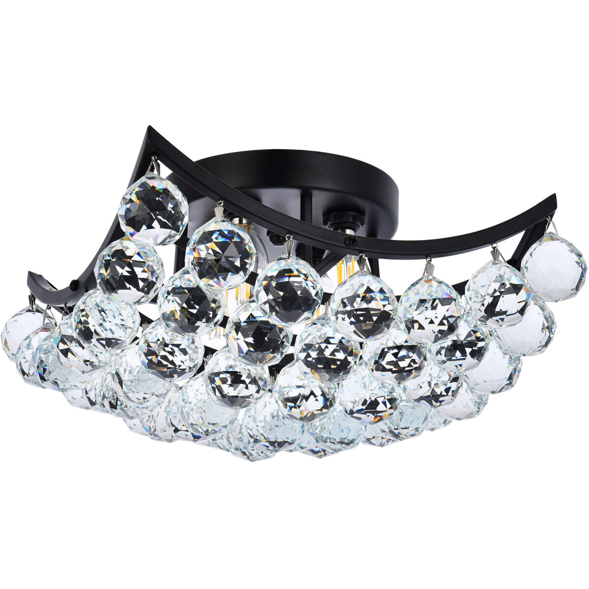 Corona 4 Light 12 inch Black Flush Mount Ceiling Light in Royal Cut 