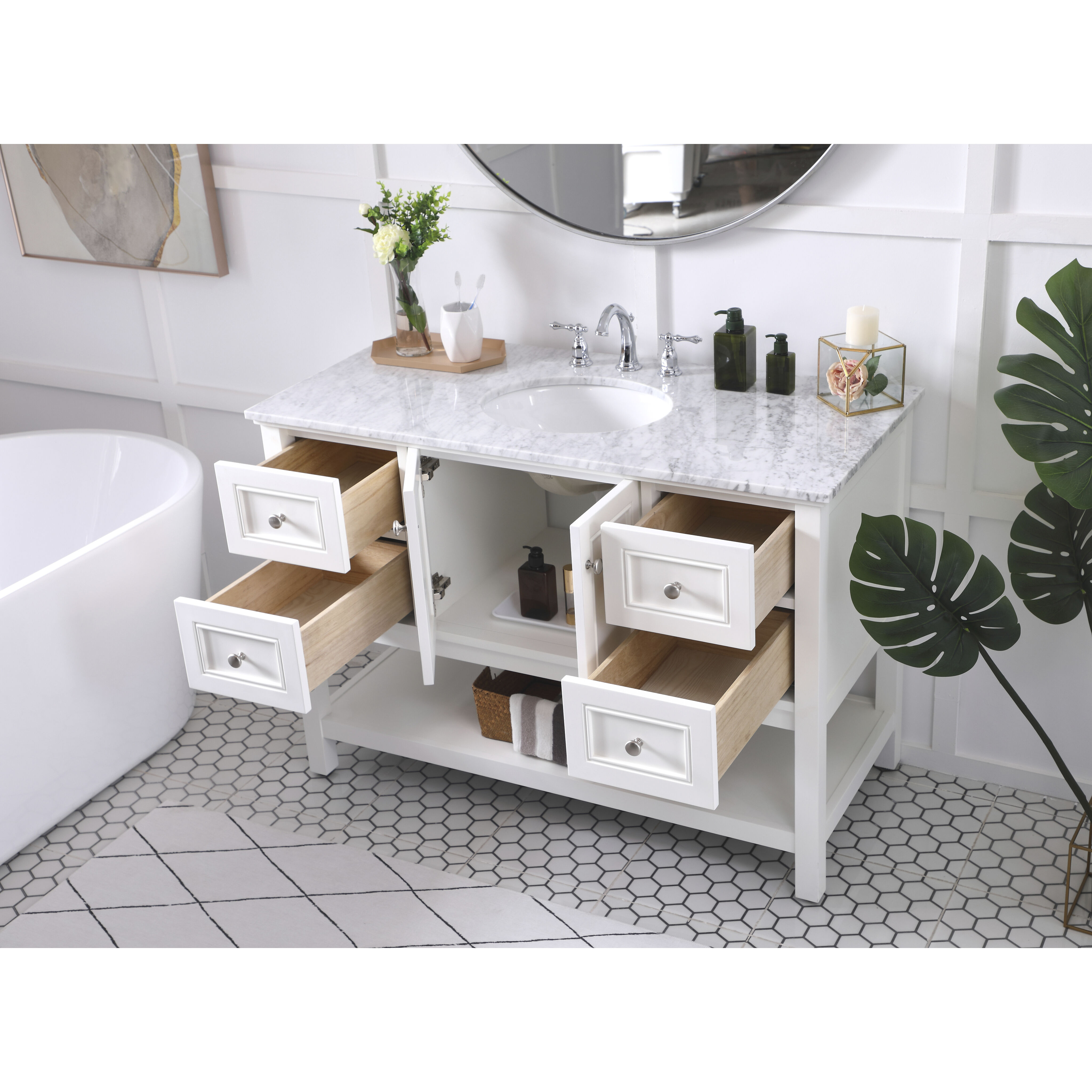 Metropolis 48 X 22 X 34 inch White Vanity Sink Set