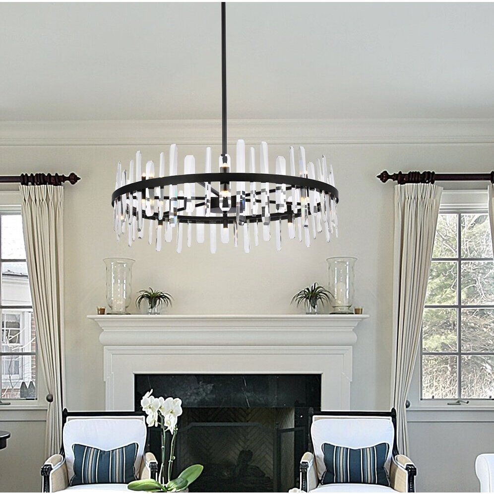 Elegant Lighting 2200D36BK Serena 16 Light 36 inch Black Chandelier Ceiling Light