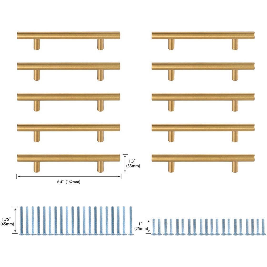 Quinn Brass Hardware Drawer Pull, Set of 10