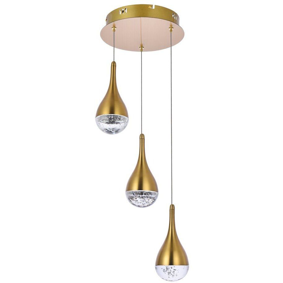 Amherst 3 Light 10 inch Satin Gold Pendant Ceiling Light