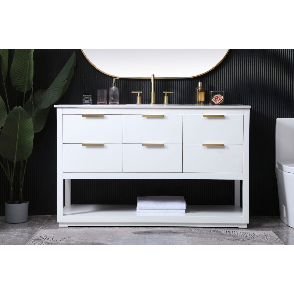 Larkin 54 X 22 X 34 inch White Vanity Sink Set
