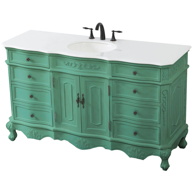 Danville 60 X 21 X 36 inch Vintage Mint Vanity Sink Set