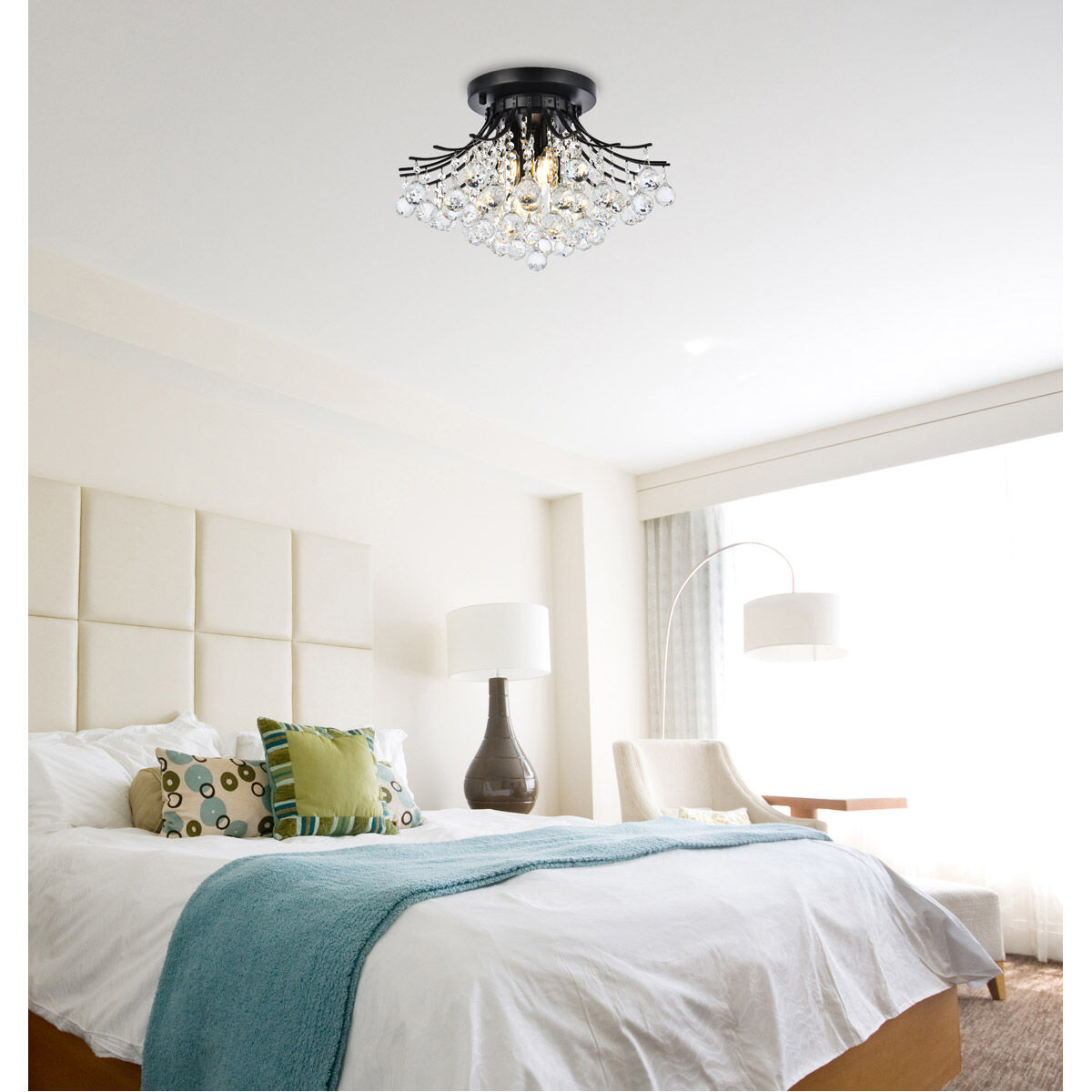 Toureg 6 Light 19 inch Black and Clear Flush Mount Ceiling Light in Royal Cut