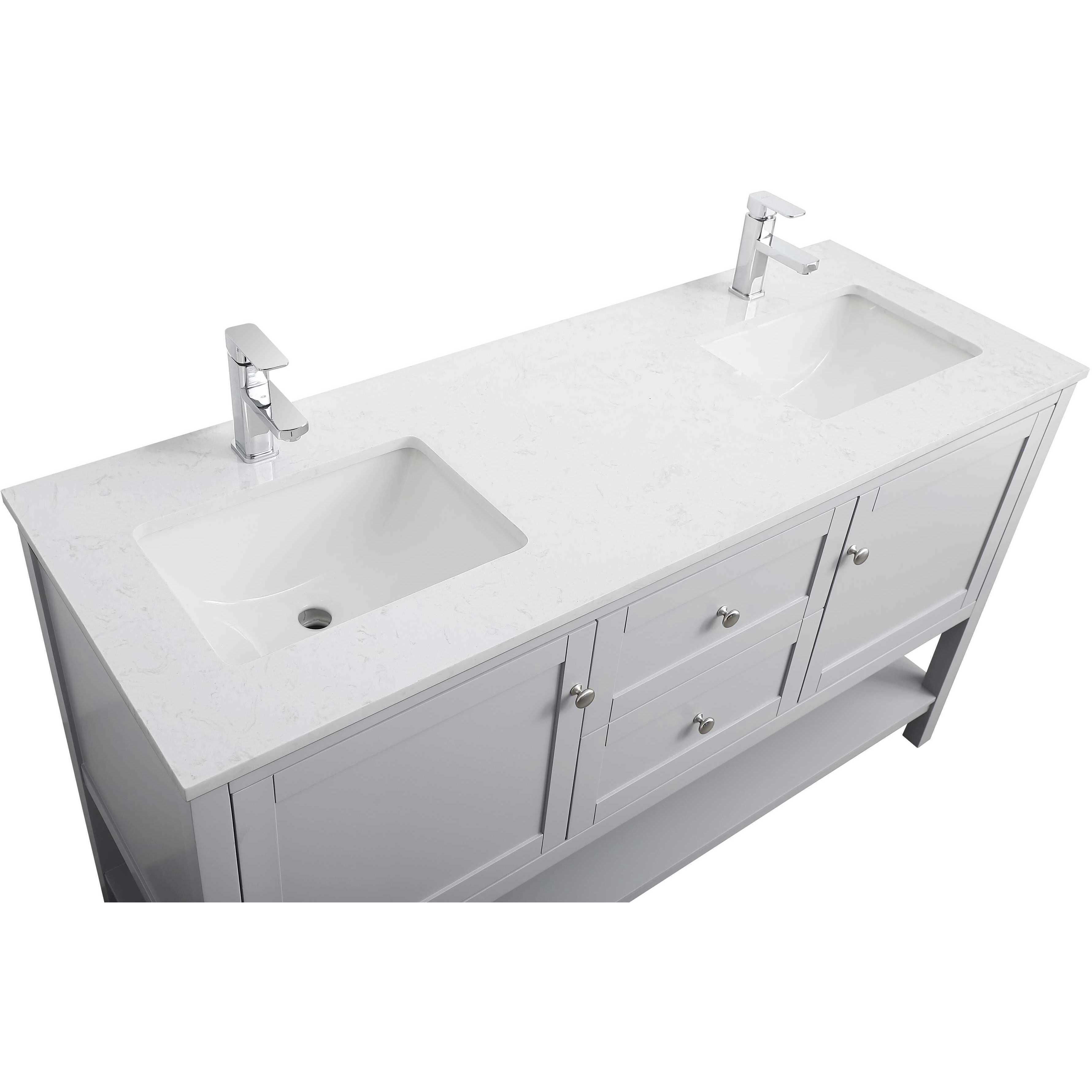 Heath 60 X 21.5 X 35 inch Grey Vanity Sink Set