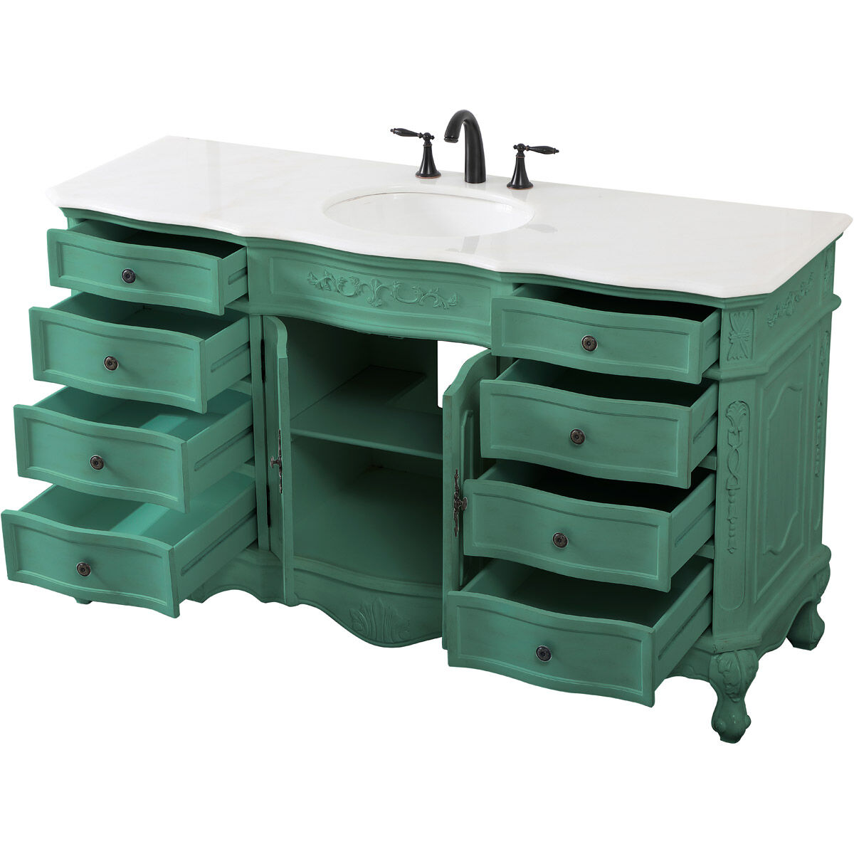 Danville 60 X 21 X 36 inch Vintage Mint Vanity Sink Set
