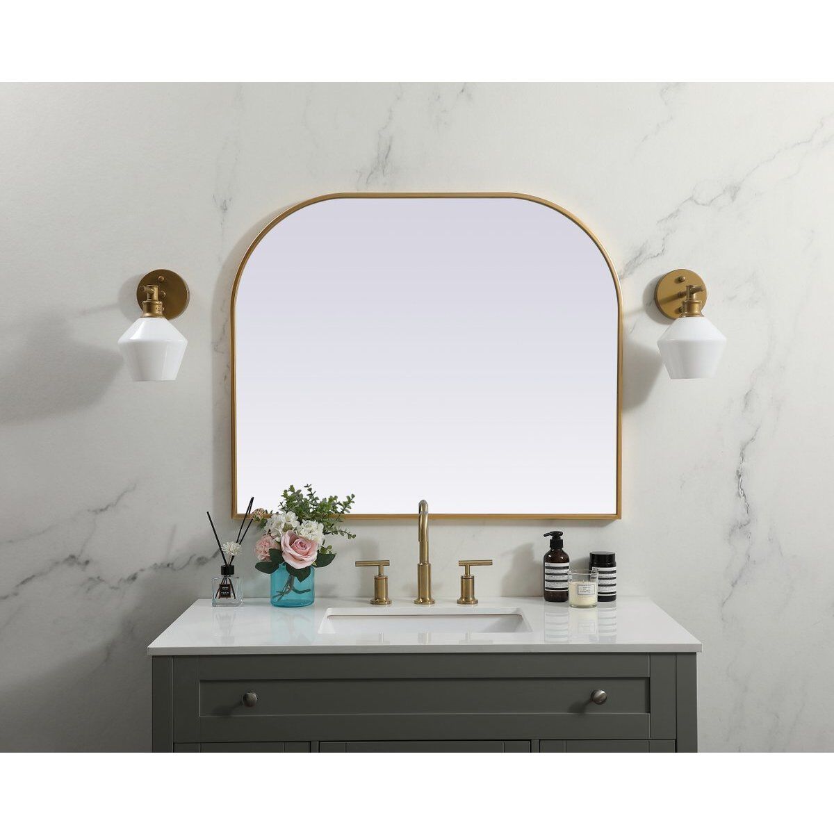 Blaire 36 X 30 inch Brass Mirror
