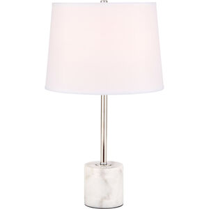 Kira 24 inch 40 watt Polished Nickel and White Table Lamp Portable Light