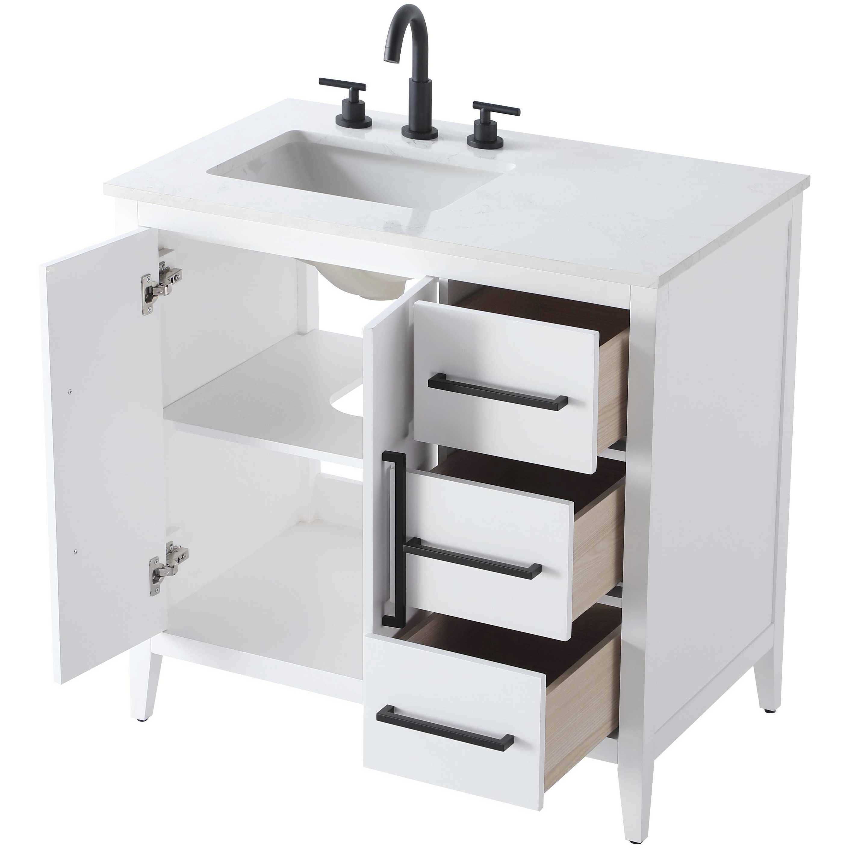 Millie 36 X 35 inch White Bathroom Vanity Cabinet