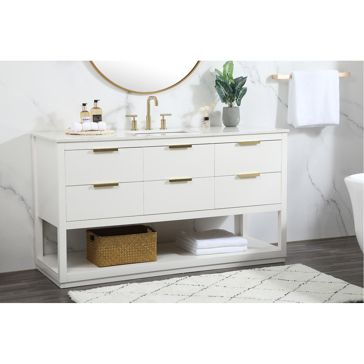 Larkin 60 X 22 X 34 inch White Vanity Sink Set