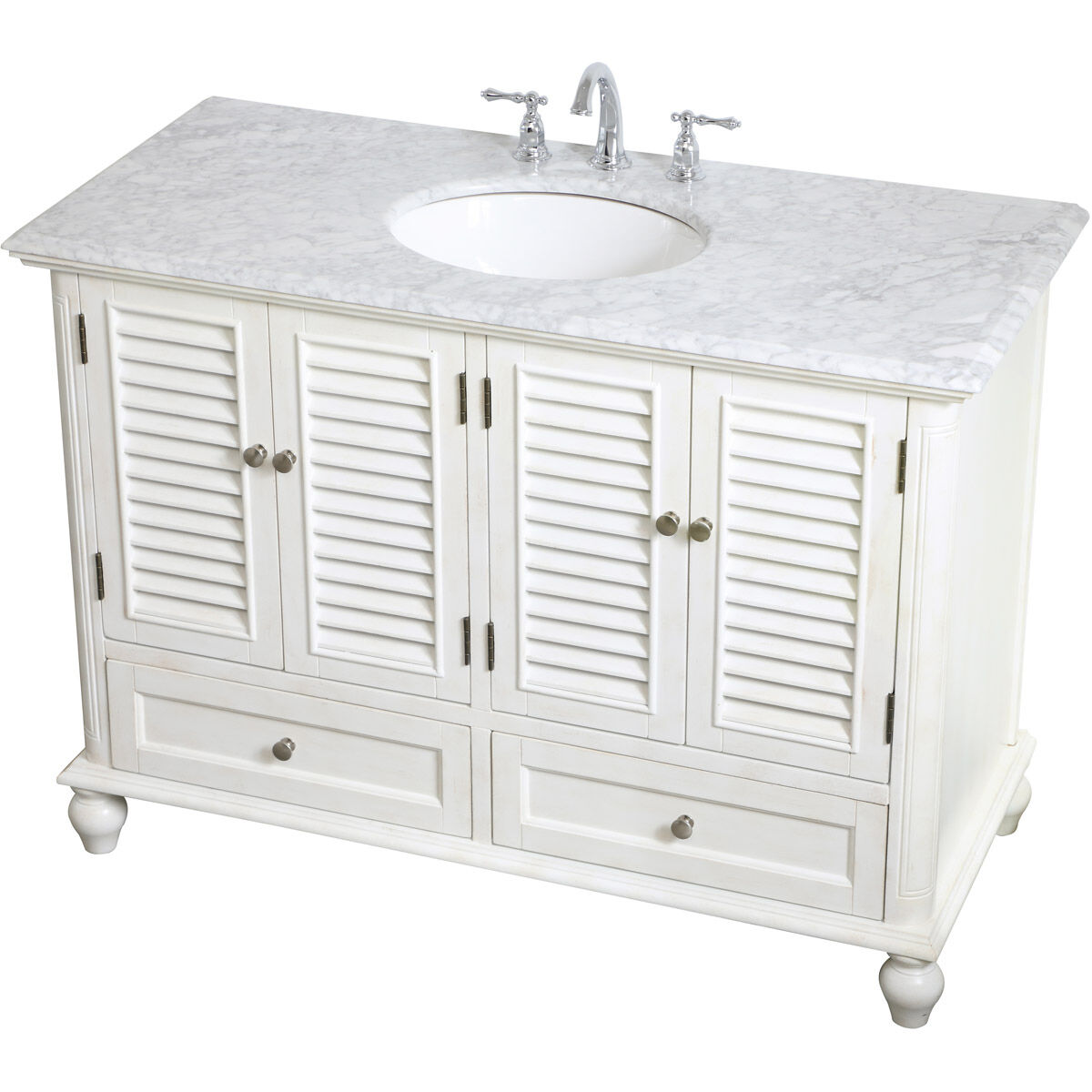 Rhodes 48 X 48 X 35 inch Antique White and Brushed Nickel Vanity Sink Set