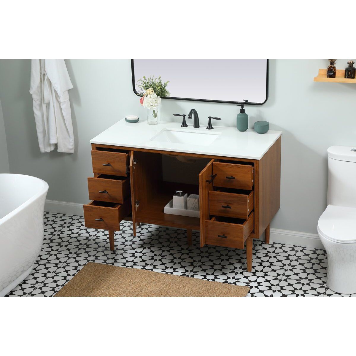 Cyrus 48 X 22 X 34 inch Teak Vanity Sink Set