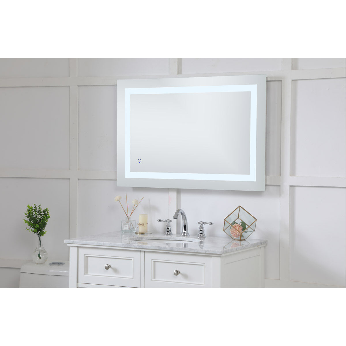 Helios 36 X 24 inch Silver Lighted Wall Mirror