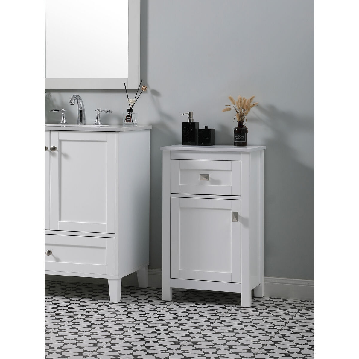 Adian White Bathroom Storage Cabinet