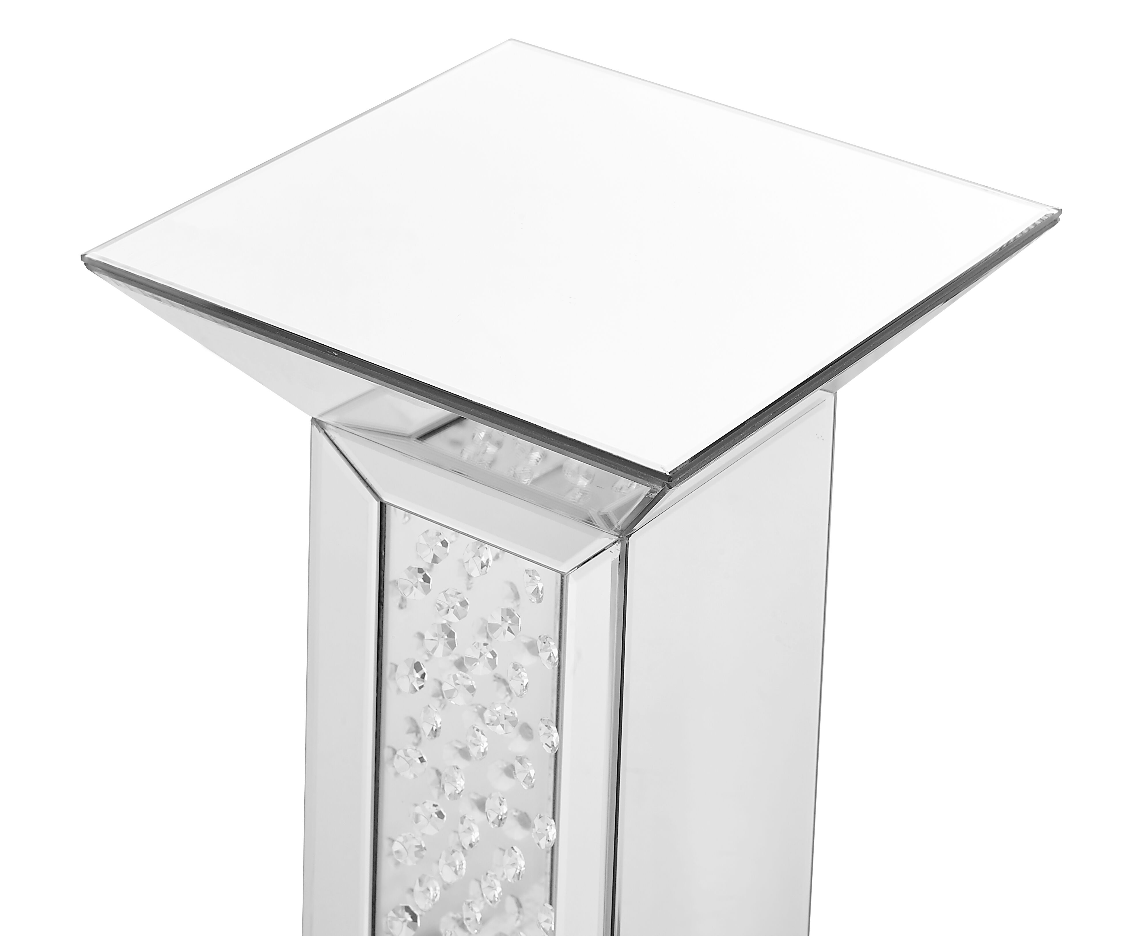 Modern 24 X 12 inch Clear Mirror and Crystal End Table 