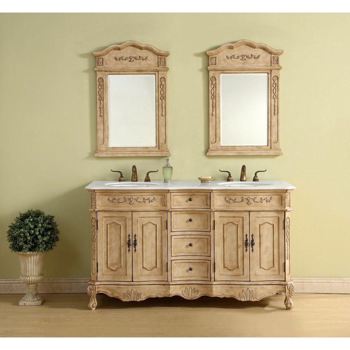 Danville 60 X 21 X 36 inch Antique Beige Vanity Sink Set