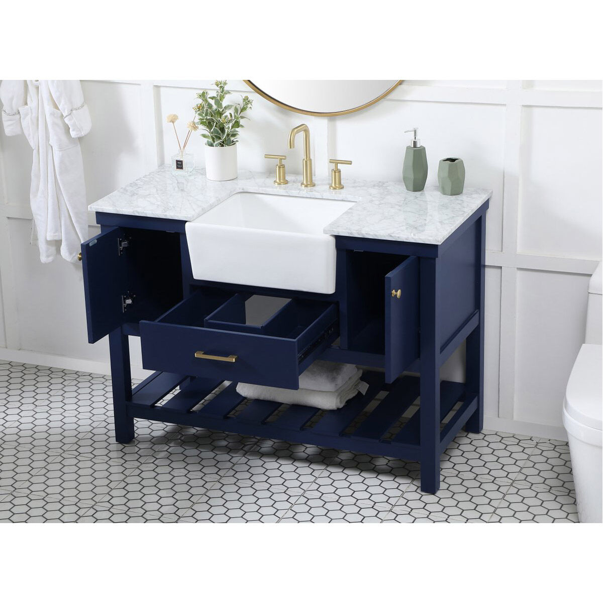 Clement 48 X 22 X 34 inch Blue Bathroom Vanity Cabinet