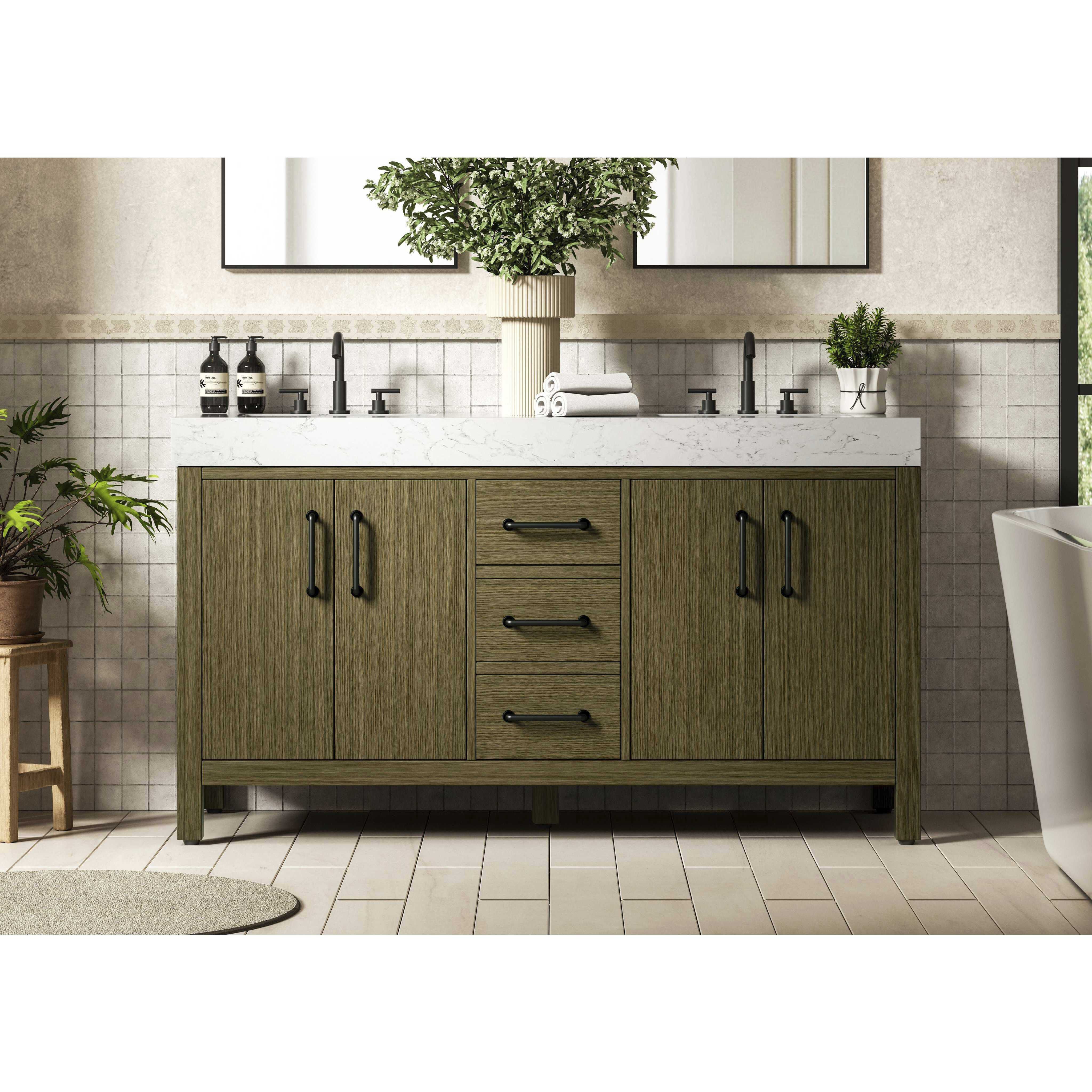 Nathan 60 X 34 inch Chestnut Brown Bathroom Vanity Cabinet