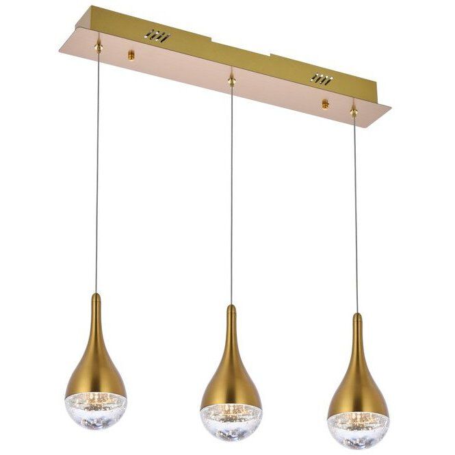 Amherst 3 Light 24 inch Satin Gold Linear Pendant Ceiling Light