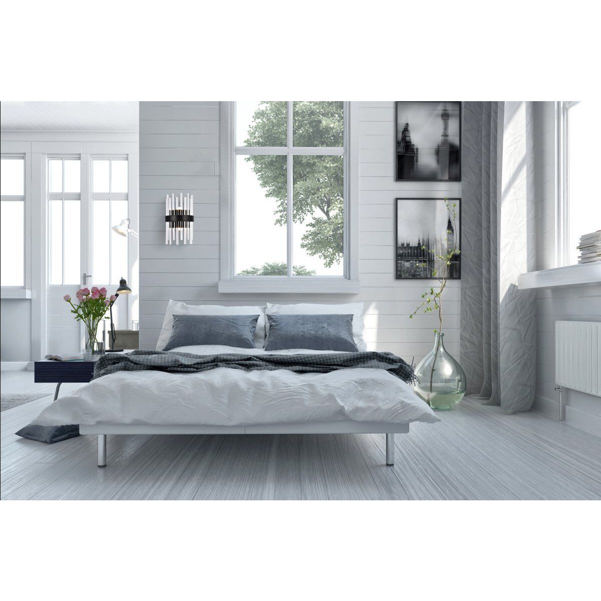 Dallas 2 Light 8 inch Black Bath Sconce Wall Light