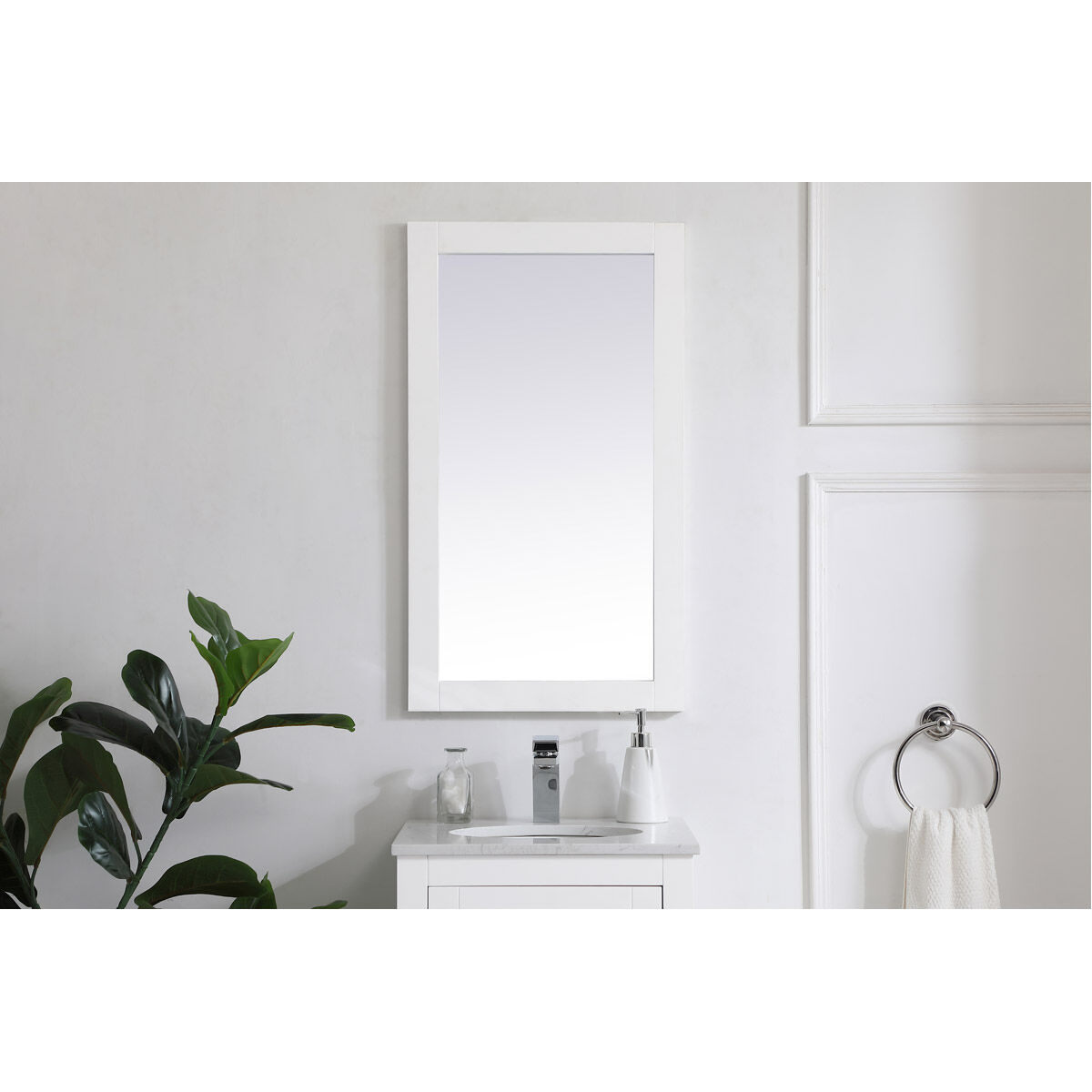 Aqua 32 X 18 inch White Wall Mirror