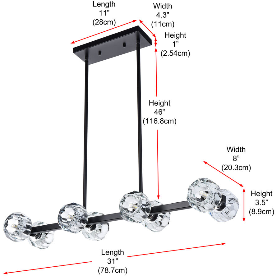 Eren 8 Light 8 inch Black Pendant Ceiling Light