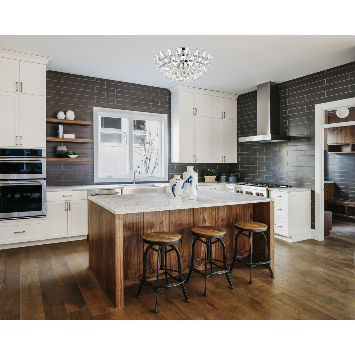 Emilia 5 Light 18 inch Chrome Flush Mount Ceiling Light