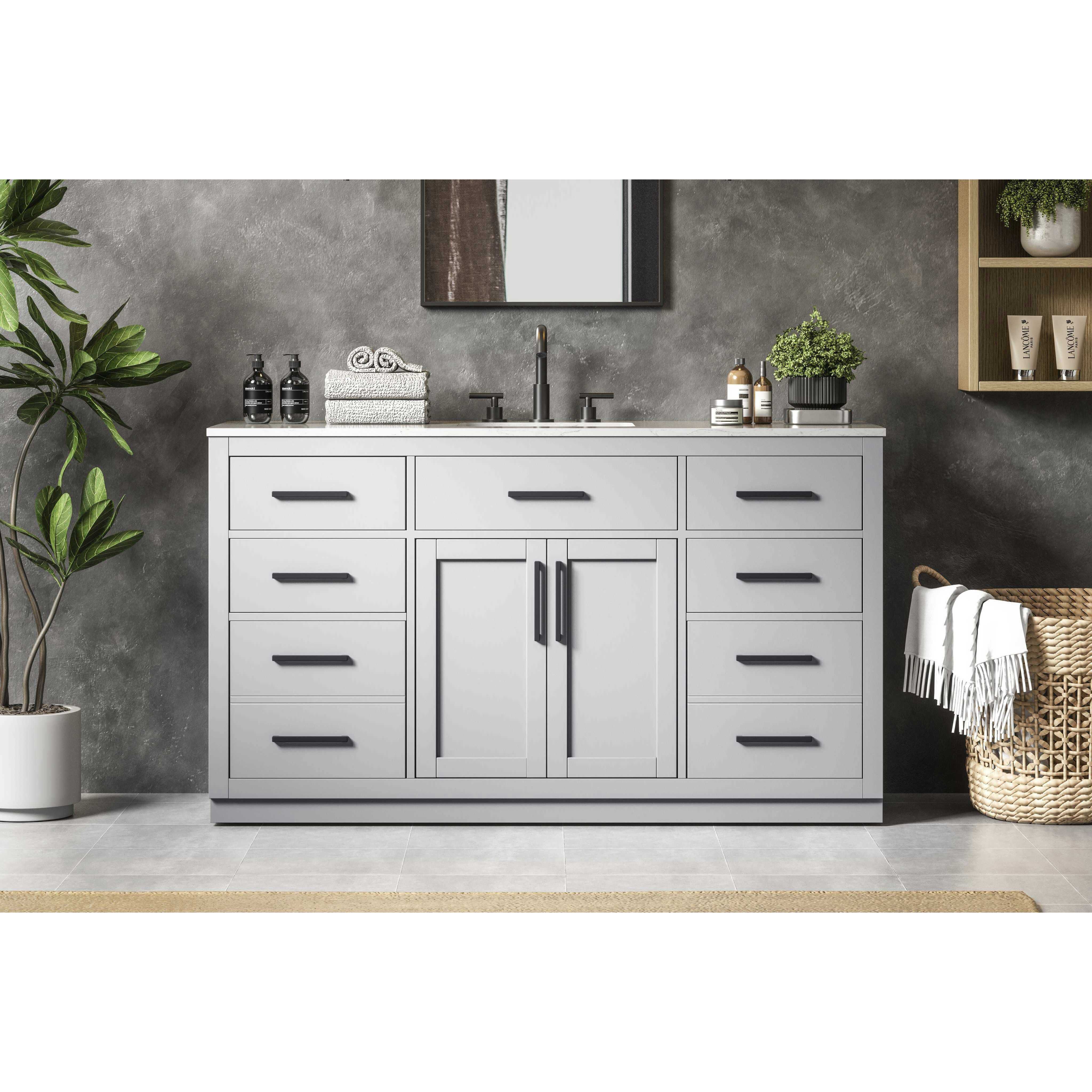 Alden 60 X 35 inch Grey Bathroom Vanity Cabinet
