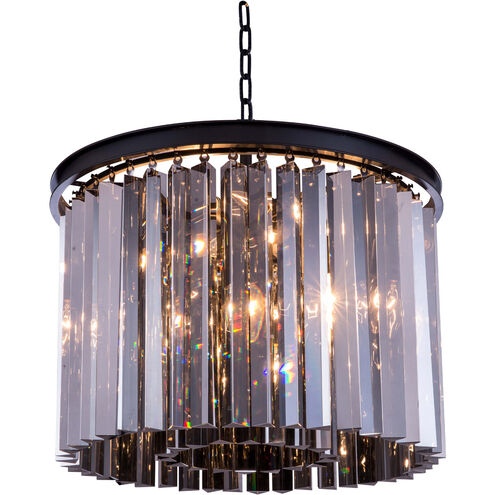 Sydney 6 Light 20 inch Matte Black Pendant Ceiling Light in Silver Shade, Urban Classic