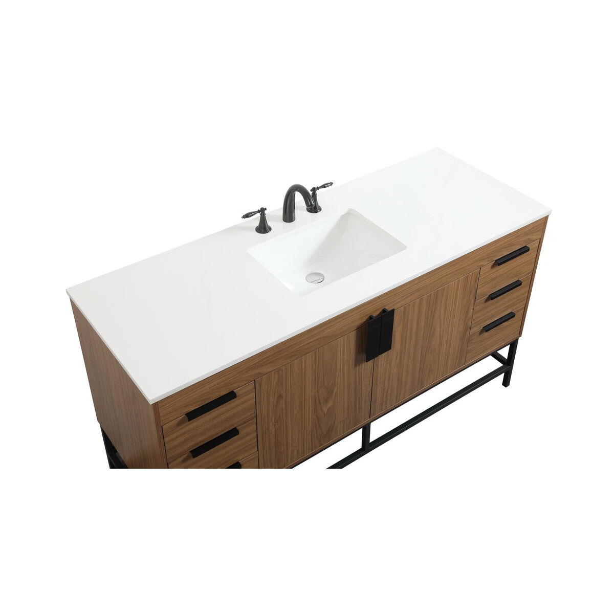 Eugene 60 X 22 X 33.5 inch Walnut Brown Vanity Sink Set