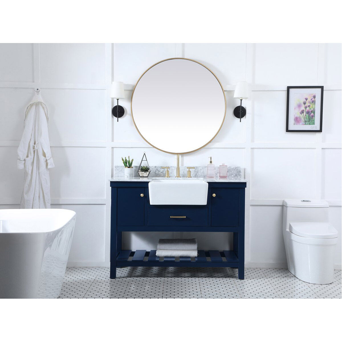 Clement 48 X 22 X 34.13 inch Blue Bathroom Vanity Cabinet