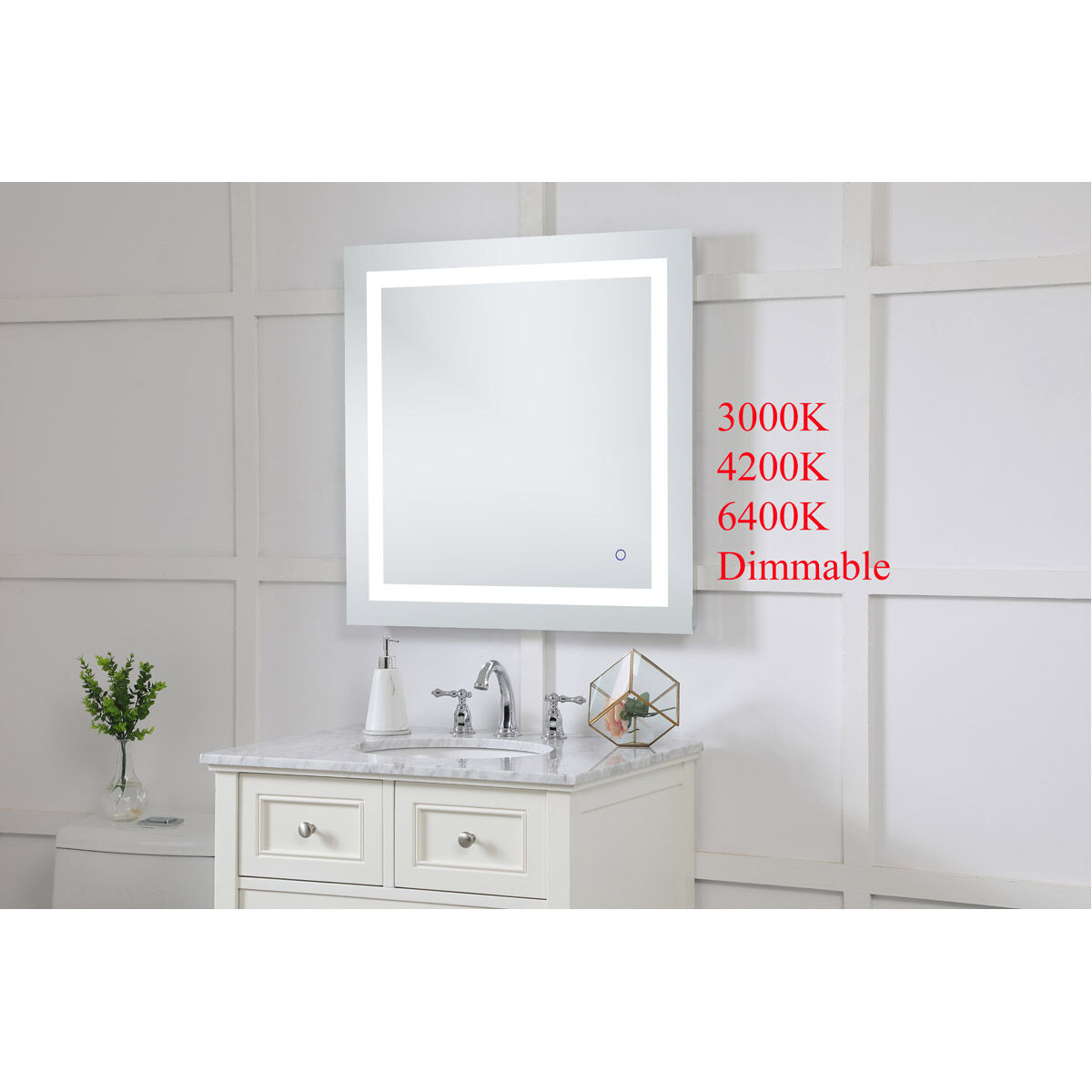 Helios 30 X 30 inch Silver Lighted Wall Mirror