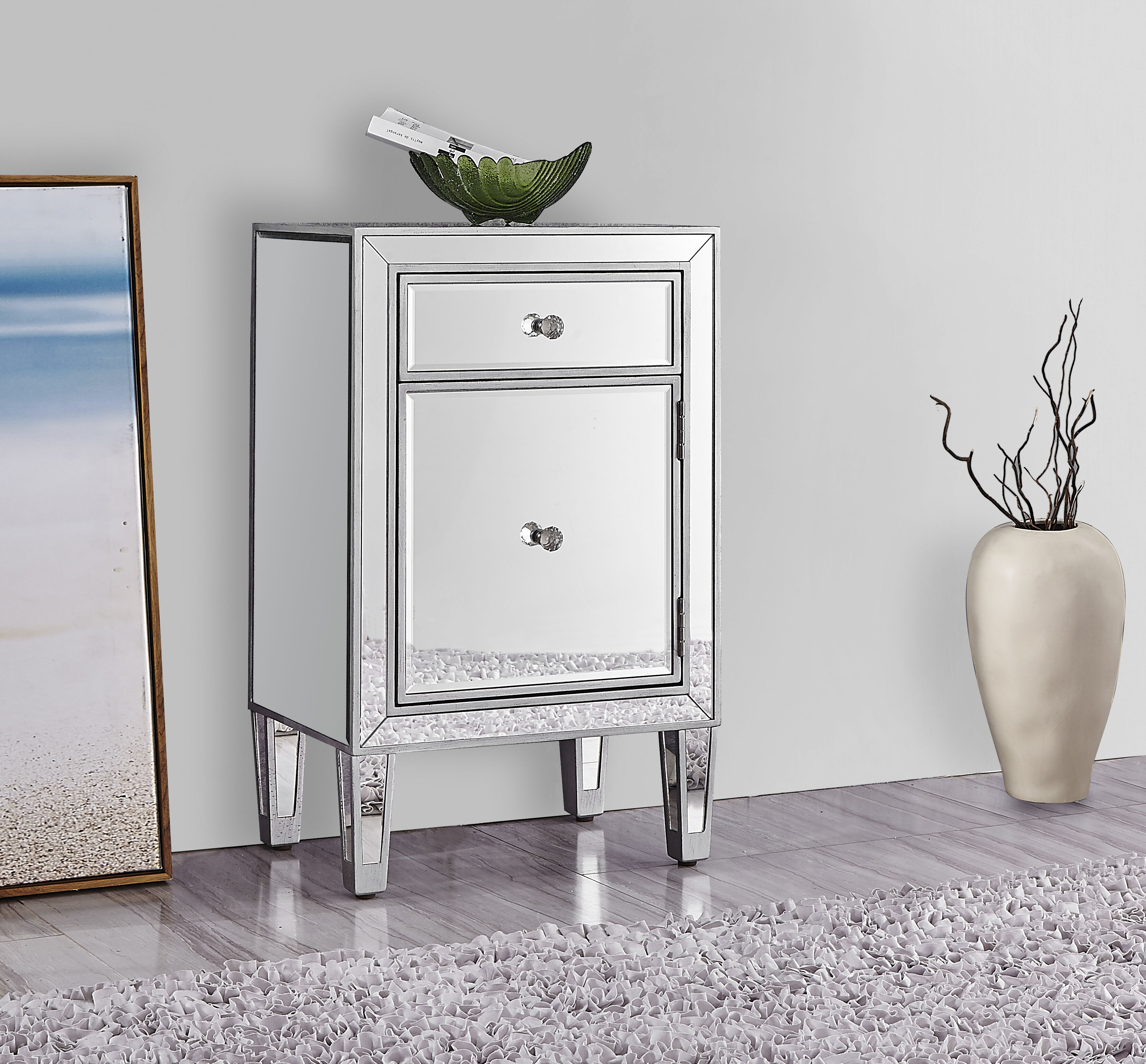 Reflexion 29 X 18 inch Antique Silver Nightstand in Antique Sliver