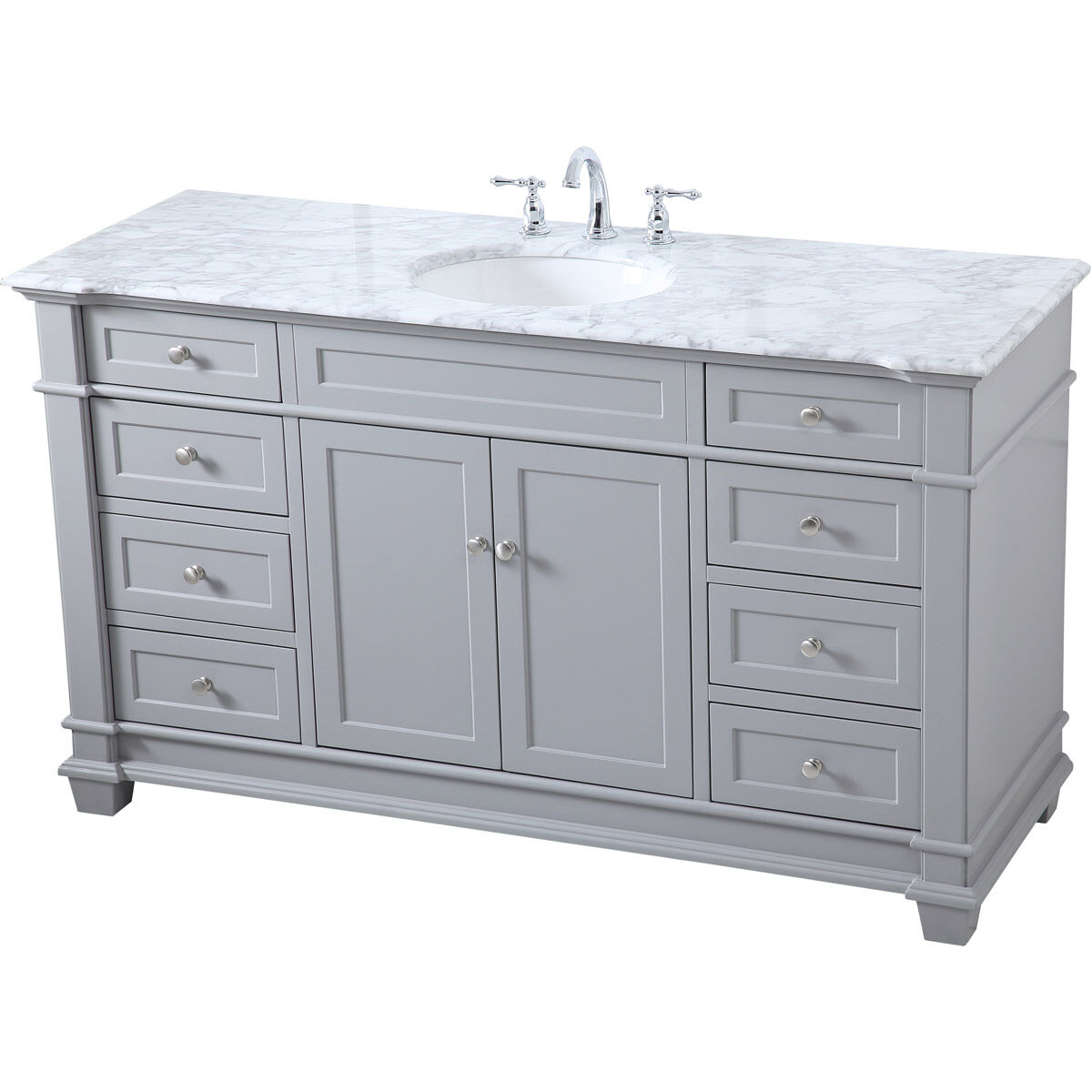 Wesley 60 X 21.5 X 35 inch Grey Vanity Sink Set in Gray