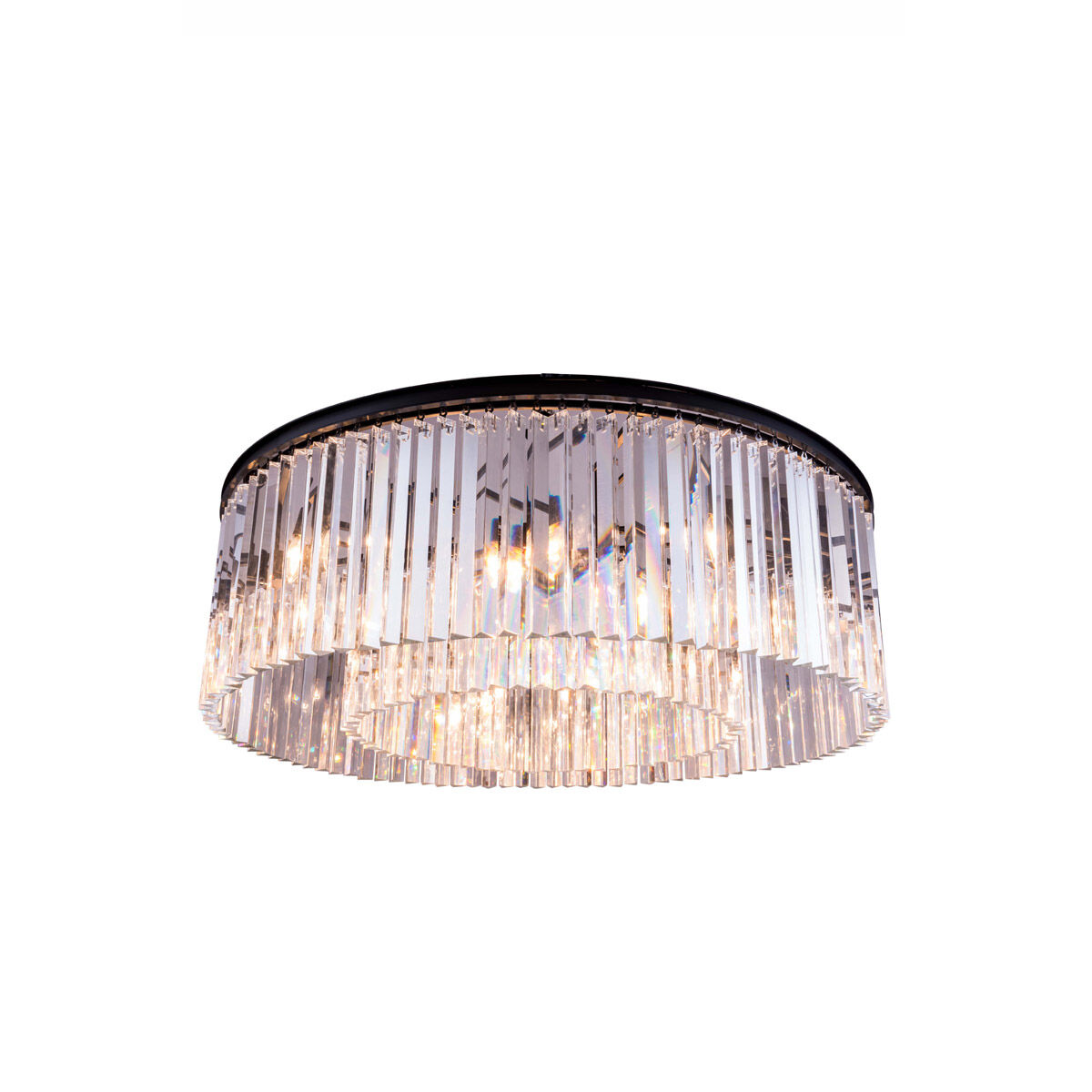 Sydney 10 Light 43.5 inch Matte Black Flush Mount Ceiling Light in Clear, Urban Classic