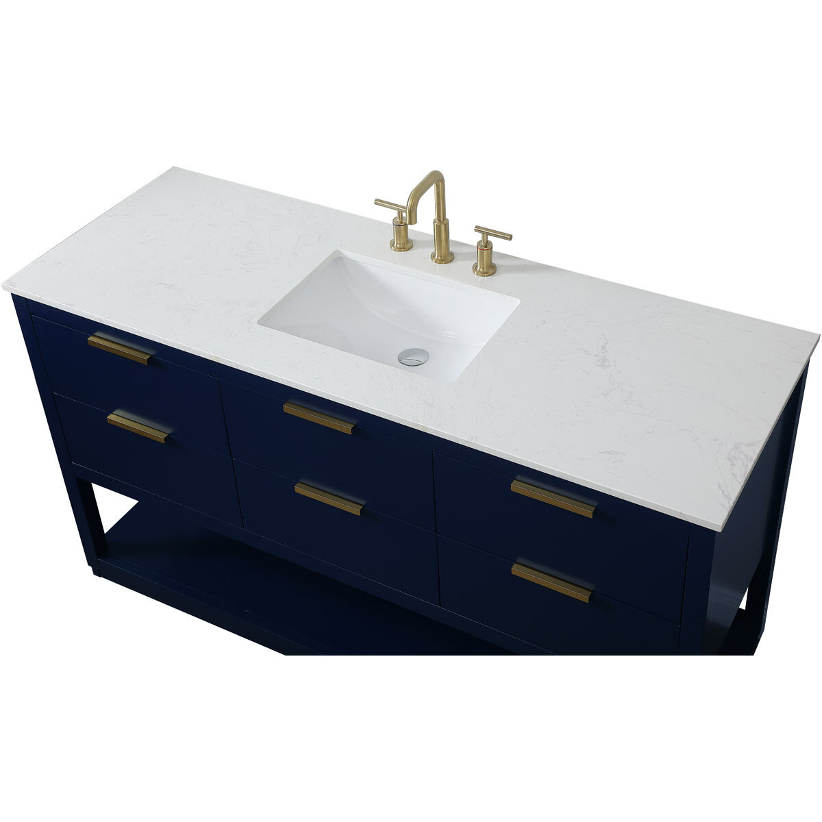 Larkin 60 X 22 X 34 inch Blue Vanity Sink Set in 1