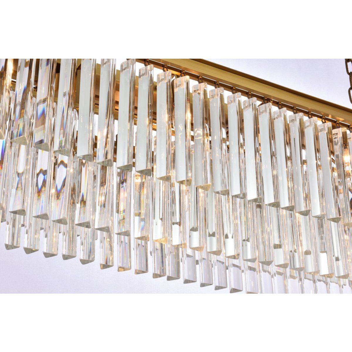 Sydney 12 Light 60 inch Satin Gold Linear Chandelier Ceiling Light in Clear