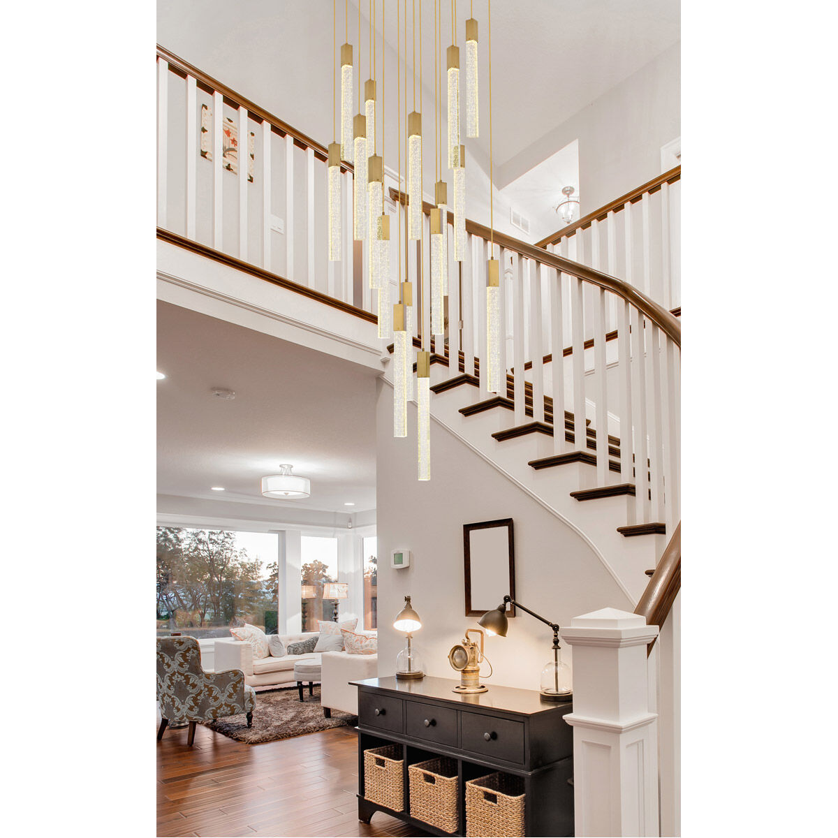 Weston 16 Light 30 inch Satin Gold Pendant Ceiling Light