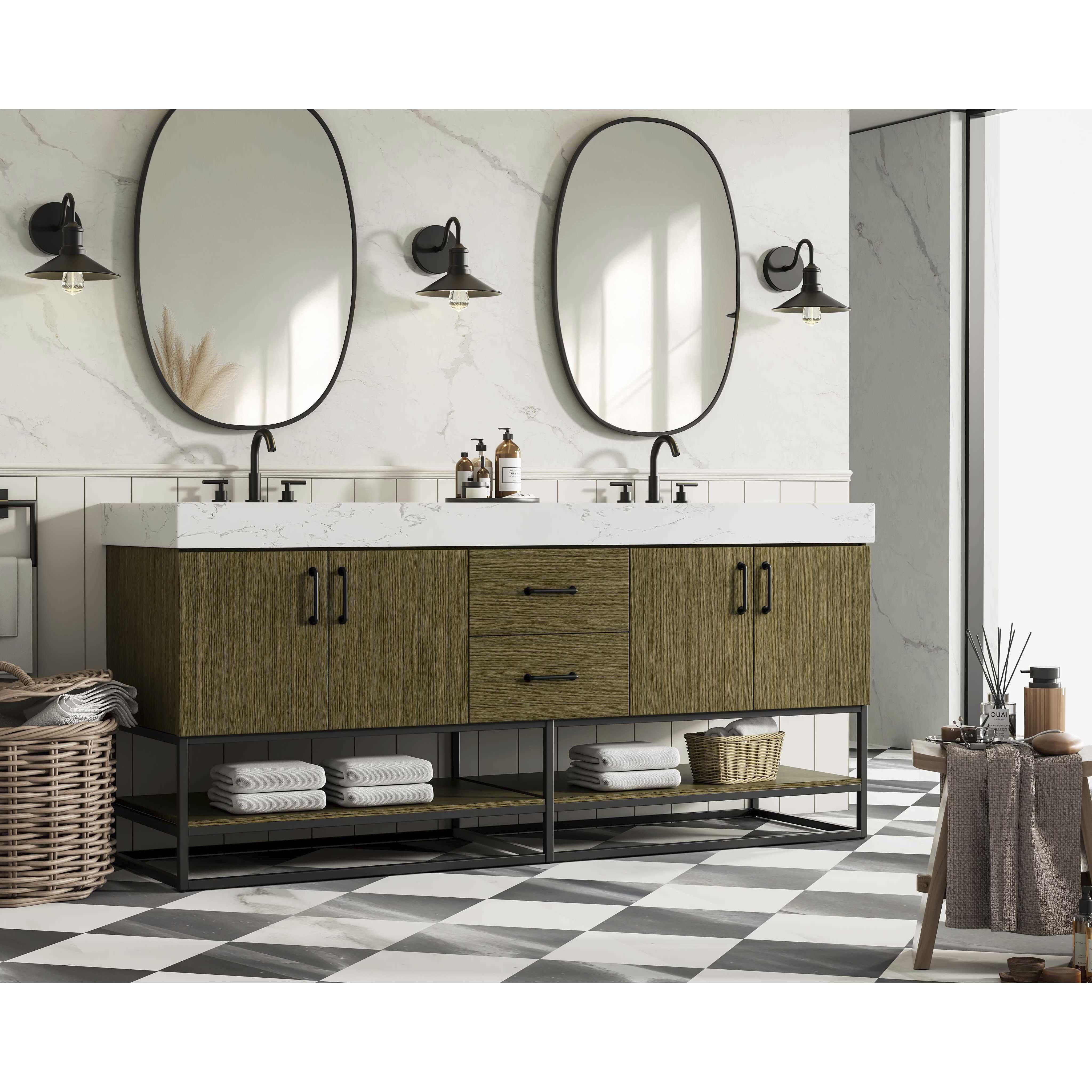 Caroline 72 X 34 inch Chestnut Brown Bathroom Vanity Cabinet