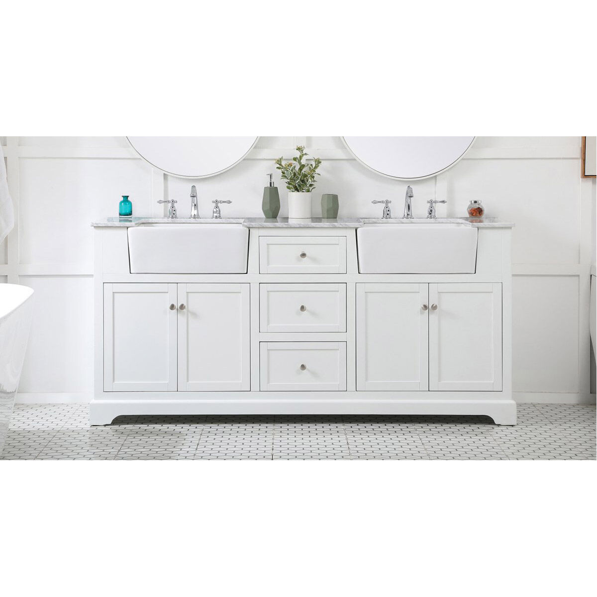 Franklin 72 X 22 X 34.75 inch White Bathroom Vanity Cabinet