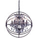Geneva 6 Light 25 inch Dark Bronze Pendant Ceiling Light in Silver Shade, Urban Classic 
