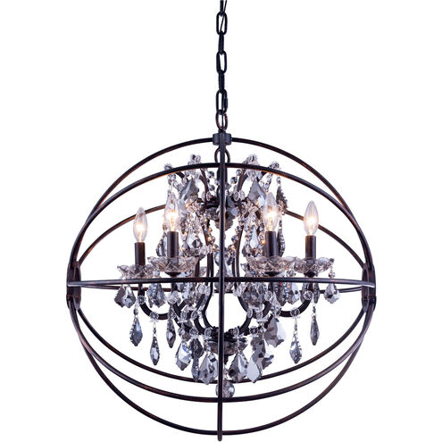 Geneva 6 Light 25 inch Dark Bronze Pendant Ceiling Light in Silver Shade, Urban Classic