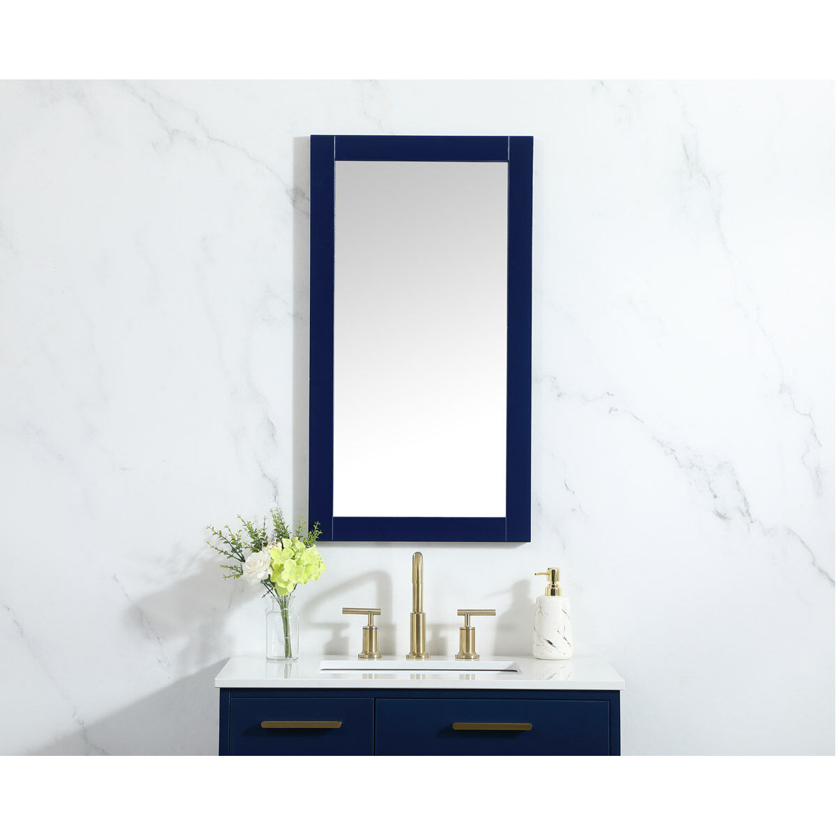 Aqua 32 X 18 inch Blue Vanity Mirror